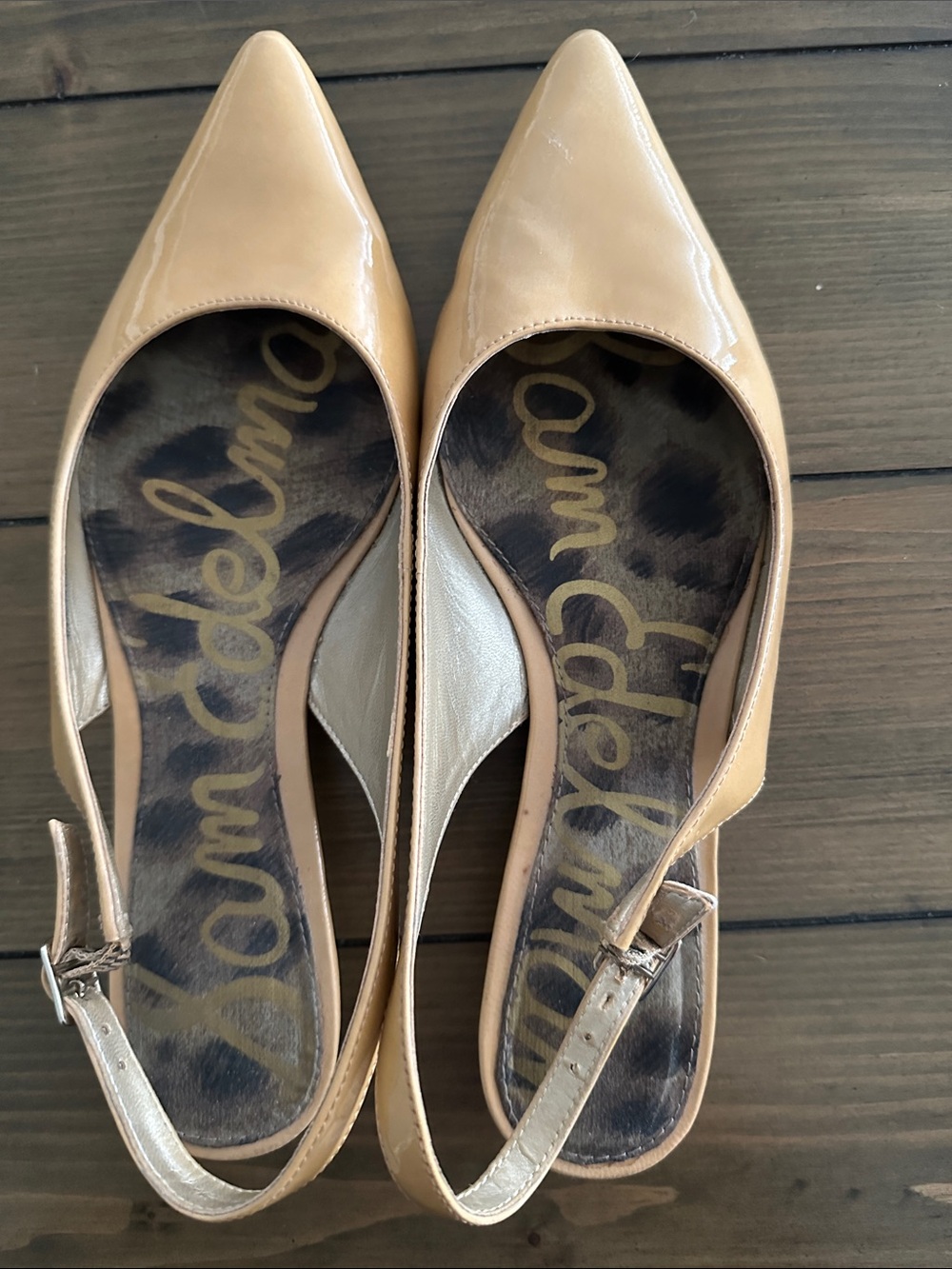 Sam Edelman  Ionia Almond Paten Leather Pointed-Toe Slingback Flats